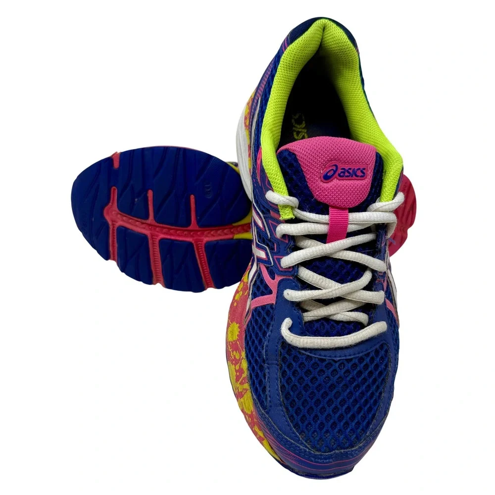 Asics Gel-Flux 3 Running Shoes Navy Pink Yellow Splatter T664Q Women's Size 8